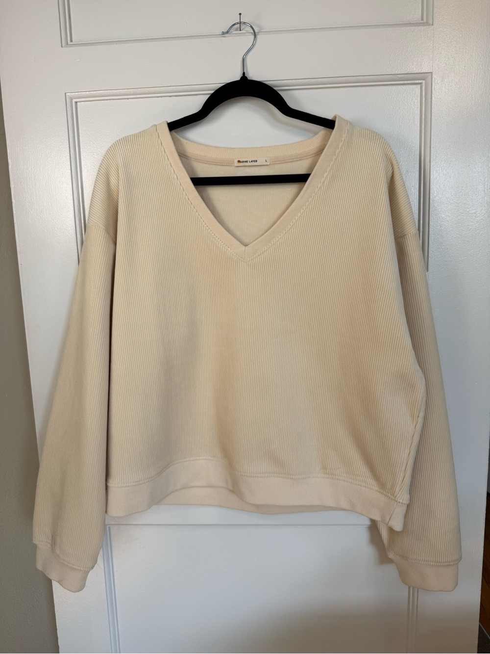 Marine Layer Velour Corduroy V Neck Sweatshirt